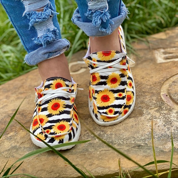 Stripes/Zebra & Sunflowers Gypsy Jazz Loafers - Picture 5 of 10
